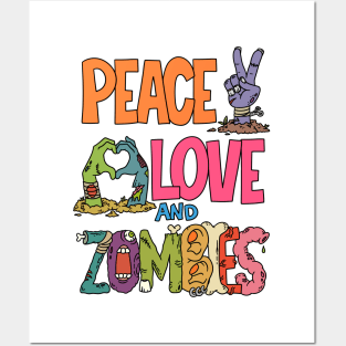 Peace, love and zombies - Halloween Gift Posters and Art